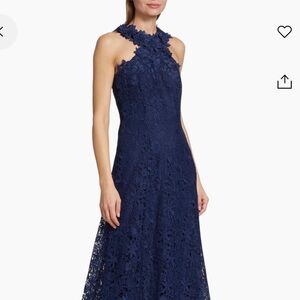 Teri Jon Navy Lace Maxi Dress